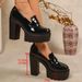 Plus Size Women's Low Top Shoes British Style Chunky Heel Platform High Heels Spring New Style_vogvips.com