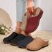 Women's Thick Soled Slip-On Embroidered Slippers Autumn New Style plus Size Closed Toe Lazy Wedge Heel Half Slippers_vogvips.com