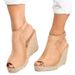 Plus-size Women's Wedge Sandals, European And American Style, Open-toe, Straw-woven, Roman Design, Cross-border Foreign_vogvips.com