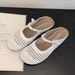 Hidden Wedge Woven Hollow Out Closed Toe Half Slippers For Women Outdoor 2025 Summer New Breathable Thick Sole Sandals_vogvips.com