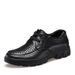 Leather Shoes Men's Shoes Platform Non-slip Casual Lace-up Round Head Shoes_vogvips.com