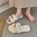 Hairy Slippers For Women In Autumn And Winter Of 2025, H-shaped Plush Flat Bottom Outer Wear Flat Bottom Name Slippers_vogvips.com