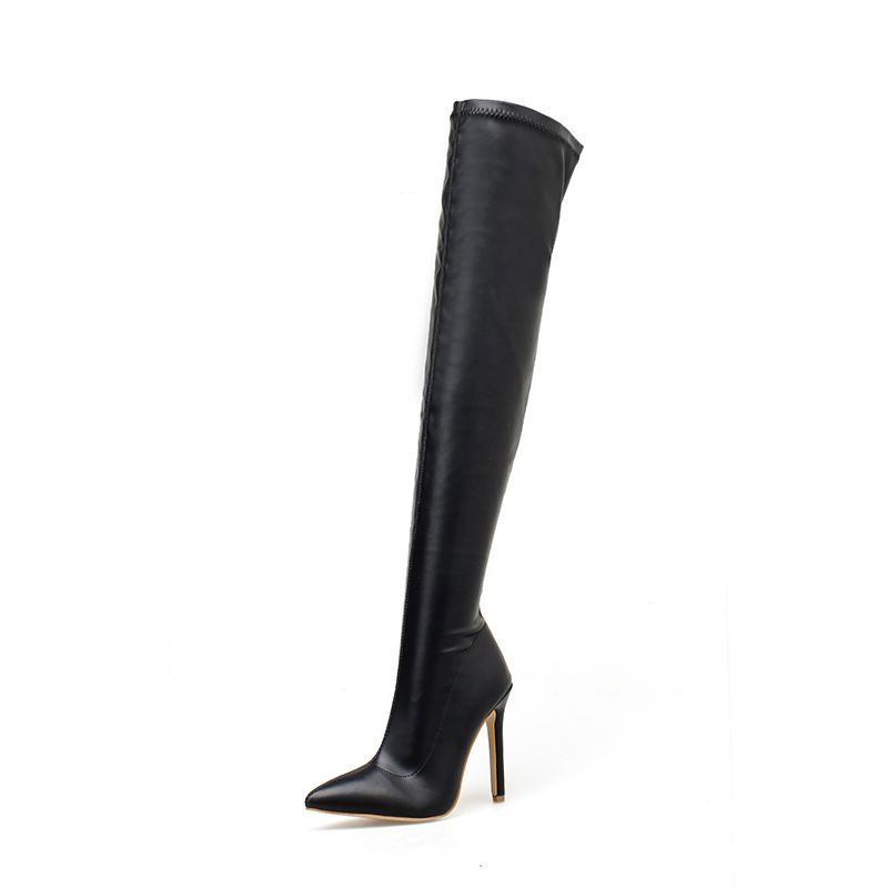 Women's Shoes Sexy Stiletto Pointed Toe Long Over The Knee Boots Leather Boots Stiletto Women's Shoes Autumn And Winter 42 Large Size_vogvips.com