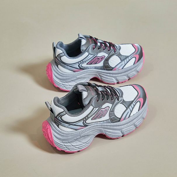 Paris Dad Shoes New Vintage Breathable Mesh Color Block Height Increasing Thick Sole Casual Sneakers For Men And Women_vogvips.com