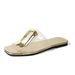 Size 36-43 Plus Size Women's Shoes, Unique Square Buckle Open-Toe Flip-Flops, Casual Flat Fashion_vogvips.com