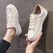 Genuine Leather White Sneaker For Women 2025 New Trendy Lace-up Fahion Veratile Style Caual Sport Board_vogvips.com