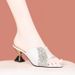 Trendy Rhinestone French-style Sandals For Women, Summer Outdoor Fashion, Color-blocked Peep-toe High-heeled Slip-ons,_vogvips.com