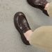 Tread Vintage Brown Flat Loafers For Women Spring And Autumn New Round Toe Single Small Leather Shoes_vogvips.com