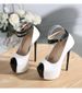 Women S Shoes Sexy Cm Stiletto Fish Mouth Platform Black And White Heel Single Shoes Ankle Straps High Heels Women_vogvips.com