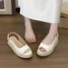 Extremely Comfortable Straw Open-toe For Women, Summer Retro Style, Height-increasing, Thick-soled, Wedge-heeled, Buckle_vogvips.com