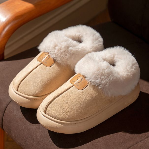 Women's Slippers Autumn And Winter, Non-Slip Thick Sole, Wearable Outside, Closed Heel, Warm Furry Plush, Soft_vogvips.com