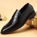 New Leather Business Men's Shoes, British Style Breathable Slip-on Casual Fashion Pointed Shoes_vogvips.com