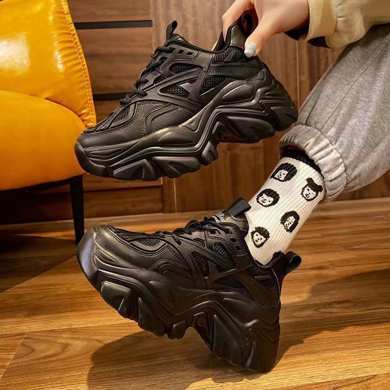 Breathable Dad Shoes For Women Trend New All Match Casual Thick Soled Mesh Sports Shoes Height Increasing Running Shoes_vogvips.com