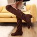 New Long Round Toe High Tube Two-Way Elastic Flat Suede Plus Size Women's Boots_vogvips.com