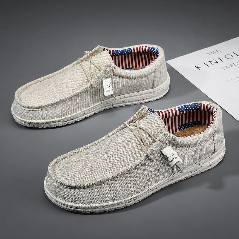 Men Casual Canvas Loafers Light Breathable Flats Leisure Male Vulcanized Shoes Walking Sneakers Plus Size 39-46_vogvips.com