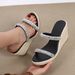 Women's Shoes Summer Wedge Heeled Thick Soled High Heeled Flip Flops Sandals With Rhinestones Straw Woven Rope Bottom Holiday Style Women's Shoes_vogvips.com