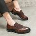 Euro Step Men's Brogue Carved Gentleman Business Leather Large Size Fashion Trend Loafers Slip-On Shoes_vogvips.com