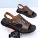New Arrival Summer Mens Sandals Retro Leather Male Beach Shoes Outdoor Dual-Purpose Slippers Non-Slip Slides Slip On_vogvips.com