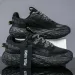 Men's All Black Mesh Running Shoes Thick Cushion Sole Breathable Casual Sneakers_vogvips.com