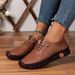 True Leather Single Comfortable Flat Bottomed Lace Up Mom's Shoes, Wide Chubby Feet, Cow Tendon Soles, Soft Surfaces,_vogvips.com