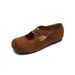 Mary Jane Shoes Women's Flat-bottomed Cross-strapped Ballet Shoes Retro Round Head Shallow Mouth Single Shoes Women_vogvips.com