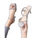 silver Rhinestone Sandals Women, 2025 Summer New Style, Elegant Thin Heel, One-strap, Fairy-style, Suitable For Pairing_vogvips.com