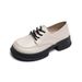 Platform-soled Small Leather Shoes Women's College Style New Autumn Lace-up Loafers Women's Soft Soles_vogvips.com