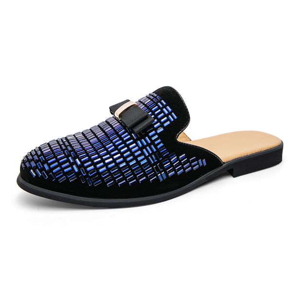 Men’s Shoes Summer Breathable Sequined Formal Casual Shoes Large Size Half Slip Leather Shoes Office Men's Shoes_vogvips.com