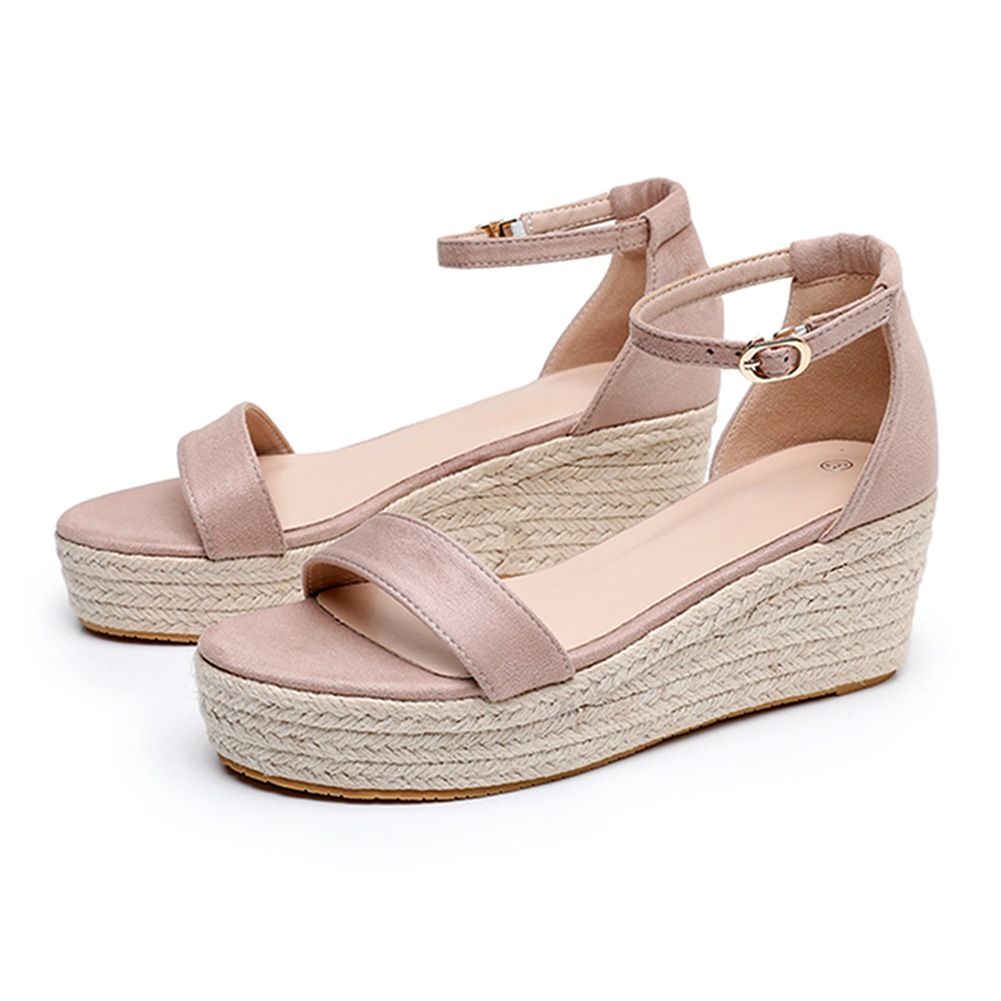 Women's Shoes Large Size Wedge Heel Thick Soled Sandals Fish Mouth One Strap Sandals Rope High Heel Sandals_vogvips.com