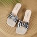 Retro Women's Square Toe Wedge Sandals Mid Heel Slippers Fairy Style Design Gentle Outdoor Use_vogvips.com