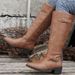Winter New And Women's Boots, Large Size, Chunky Heel, Square Buckle, Zipper, Long_vogvips.com
