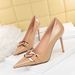 Women's Pointed Toe Stiletto Heels - Ultra High Heel Dress Pumps With Buckle Detail In Green, Black & Nude | Sizes 34-43 | Office & Evening Wear_vogvips.com