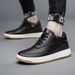 Medium Top Men's Shoes Inner Height Increase Men's Shoes Two-layer Cowhide Board Shoes Invisible Height Increase Shoes Casual Little White_vogvips.com