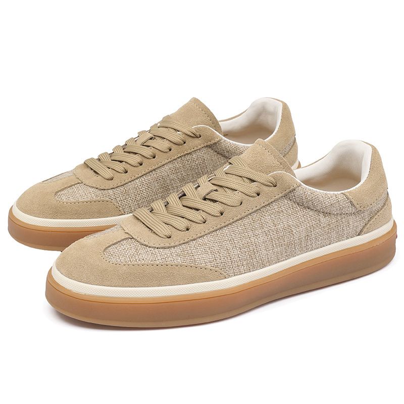 Men Women White Leather Color Block German Trainer Casual Sneakers Flat Lace Up Walking Shoes Couple Matching Unisex Breathable_vogvips.com