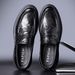 Leather shoes men business leather casual shoes spring new slip-on black leather shoes commuter men loafer shoes men_vogvips.com
