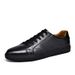 First Layer Cowhide Men's Shoes Breathable Little White Shoes Men's Plaid White Board Shoes Casual_vogvips.com