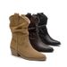 【youshilai】2025 Autumn Mid-Calf Riding Pointed Toe Chunky High Heel Short Slimming Slouch Boots For Women_vogvips.com
