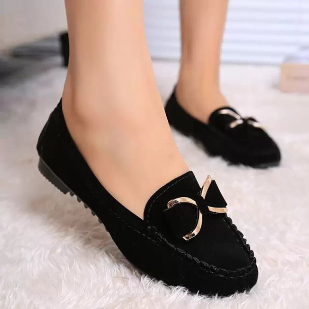 Ladies Black Casual Sneakers Women's Flat Work Shoes Comfortable Breathable Air Mesh Slip-On Ballet Flats_vogvips.com