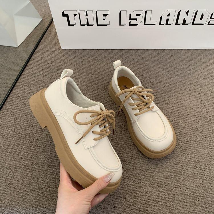 Small Leather Shoes For Women In The Spring And Autumn Of 2025, New British Style Soft Versatile Lace Up Black Work_vogvips.com