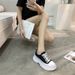 Women's Canvas New Lace Up Thick Soled Sports Shoes, Dad's Shoes Raised_vogvips.com