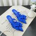 Fairy Style Pink Sandals For Women 2024 Spring Summer French Pointed Bowknot Hollow High Heel Half Closed Toe Slippers_vogvips.com