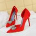 6168-K51 Banquet Thin Pointed Points, Shallow Mouth, Side Hollow Water Diamond Bow High Heels, Single Shoes For Women_vogvips.com