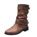 Winter Round Toe Mid Calf Smoking Boots For Women Plus Size Pleated Style In Stock New_vogvips.com