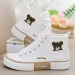 Comemore High-top Canvas Woman Vulcanized Shoes Flats Casual Espadrilles For Women Spring Lady Black White Bear Lace Up_vogvips.com