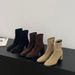Chunky Heel Suede Korean Style Ankle For Women 202 New Autumn Winter Fleece-Lined Martin Coffee Color Slim Short Boots_vogvips.com
