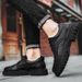 Brogue Shoes For Men, Genuine Leather, Business Formal First-Layer Cowhide, Black Crocodile Pattern, Thick-Soled Casual_vogvips.com