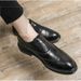 Euro Step 2025 Spring New Style Suit Korean Version Brogue Daily Casual Pointed Toe Men's Leather Shoes_vogvips.com