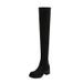 Over-the-Knee For Women 2024 New Square Toe Tube Stretch Slim Autumn Winter High Heel Slimming British Style Long Boots_vogvips.com