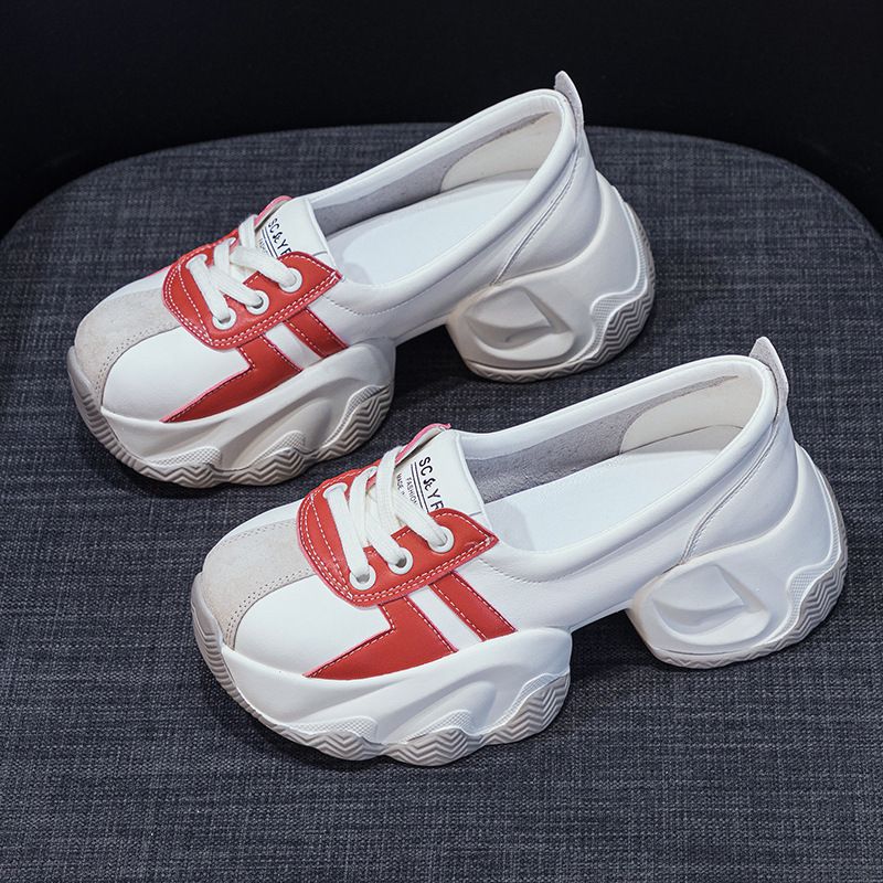 Dad Shoes Platform-soled Casual Single Shoes Women's Shallow Mouth Versatile Height-increasing Small White Shoes_vogvips.com