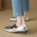 Weiwei Lady 8929-3 Silver Women's Ballet Flats, Retro Cross-Strap Square-Toe Single Shoes With Soft Soles_vogvips.com